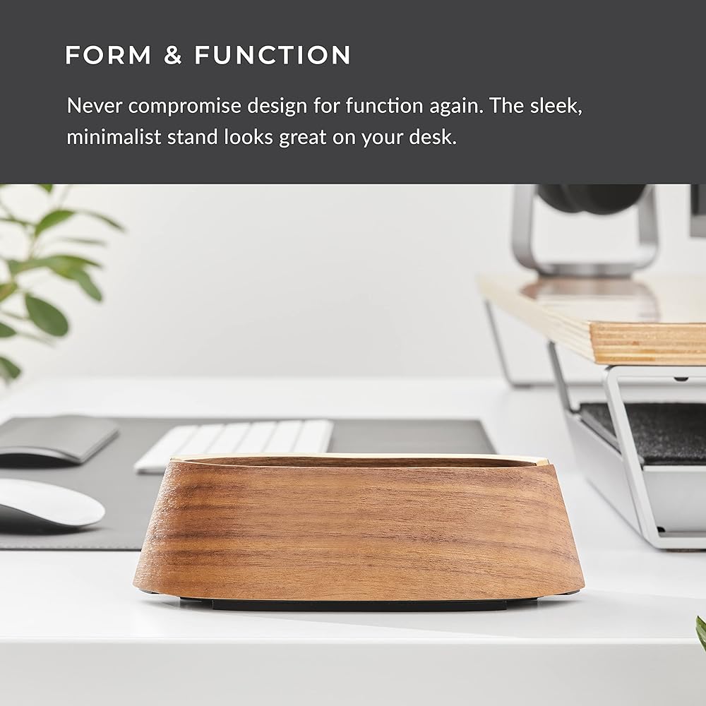 HumanCentric Laptop Holder Vertical Stand - Adjustable Holder and Dock Vertical Stand Fits MacBook Pro and Other Laptops 0.5" to 1.5" Vertical Holder for Desk Black Walnut Wood