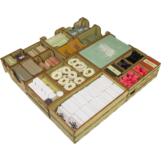 SMONEX Teotihuacan Board Game Organizer Box Fits All Expansions - Handmade Teotihuacan Organizer Inserts with Laser Engraving - Perfect for Teotihuacan Board Game Accessories