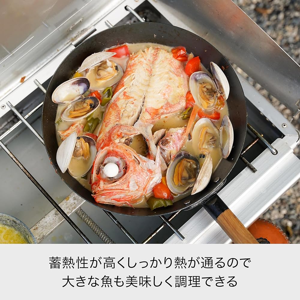Like-it Oven-safe iron frying pan 26cm, IH gas fire compatible, removable handle, pre-oiled, storage stand included, vertical frying pan stand, sauté pan, made of iron, with manufacturer's warranty, made in Japan