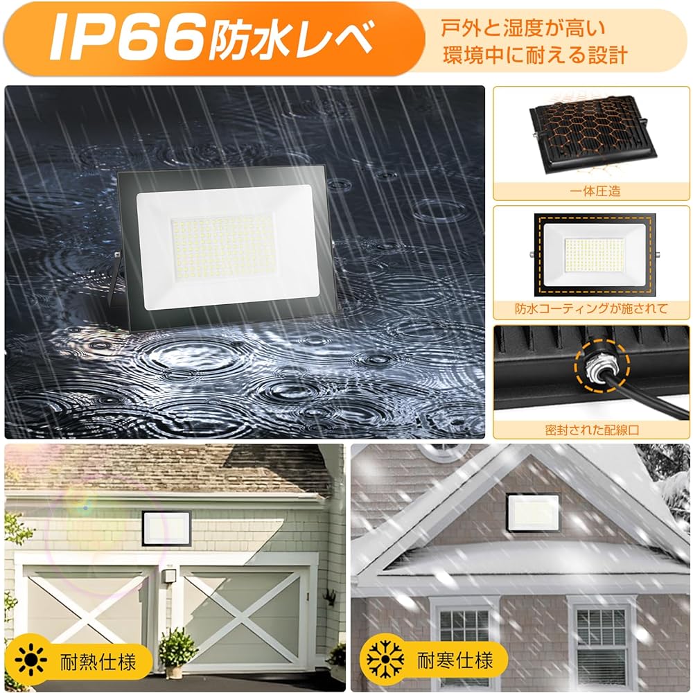 shineshare LED Floodlight Outdoor 100W Pocket Type Ultra Thin Work Light Security Light Entrance Light Daylight 80-150V Applicable IP66 Waterproof Free Adjustment High Brightness 2M Corridor Cable Warehouse Garage Sign Light BBQ Garden Night Work Parking