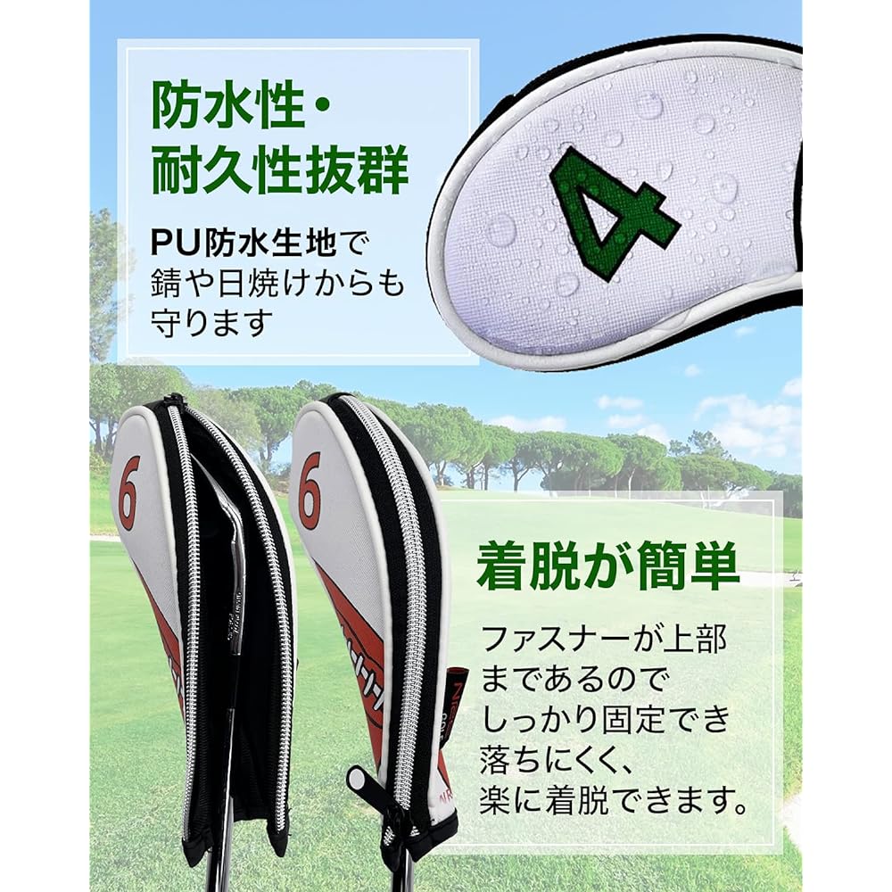 [AVANCE RAYS] Iron Cover Golf Head Cover Stylish Waterproof with Zipper Set of 9