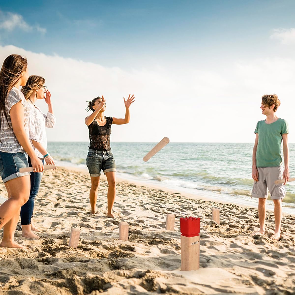 ropoda Kubb Game Premium Set - Game Set for Yard/Outdoor/Lawn/Beach - Pinewood Viking Chess Game with Carry Bag for Adults and Kids