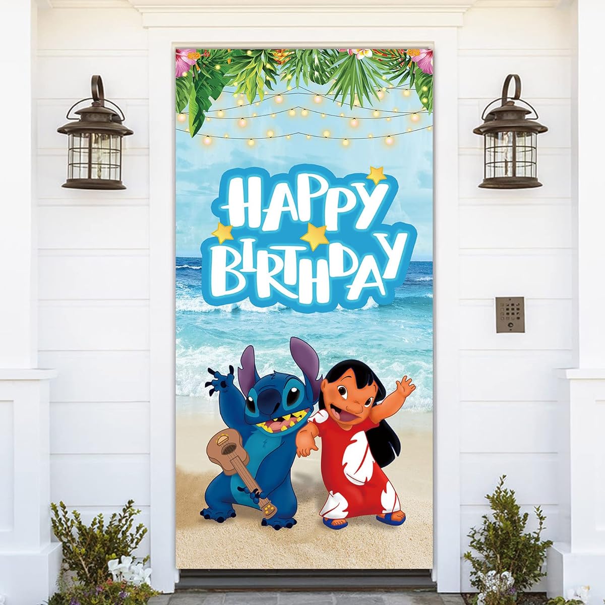 Tropical Luau Summer Beach Ocean Door Banner 72 x 35.4 Inch Backdrop Kids Happy Birthday Dessert Table Top Summer Aloha Luau Party Decoration Outdoor Door Banner Supplies