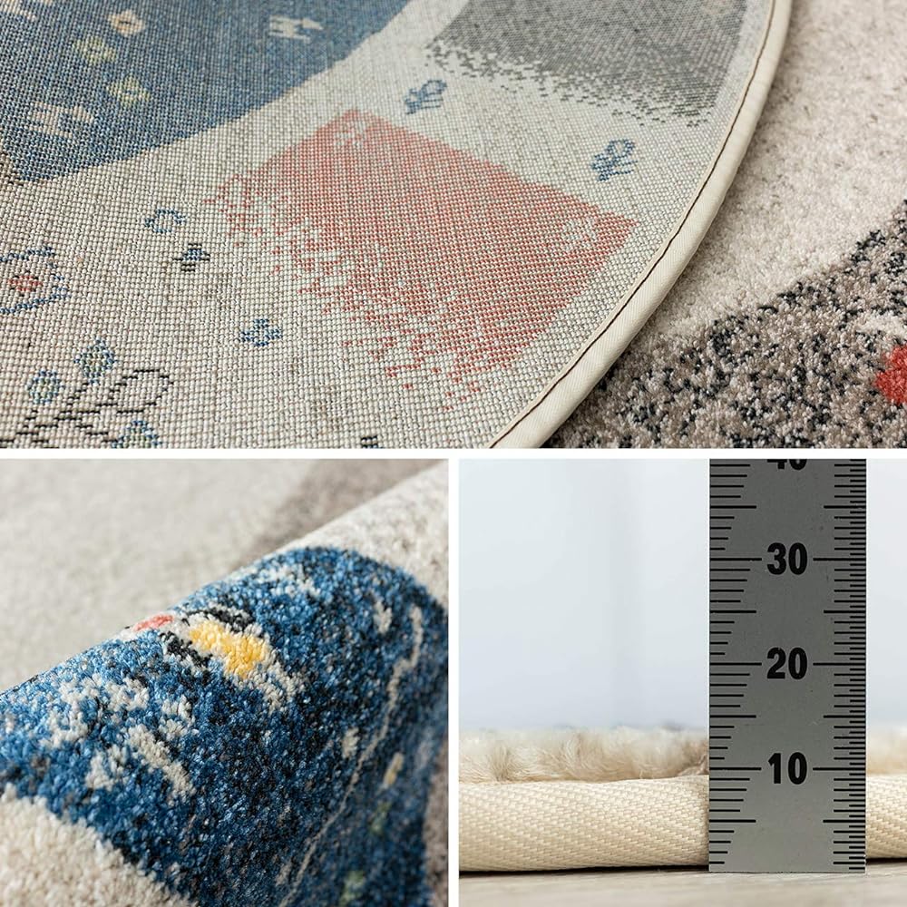 Sayan Sayan Scandinavian Style Gabe Pattern Circular Rug Oasis 1 Diameter 200 Blue Wilton Weave