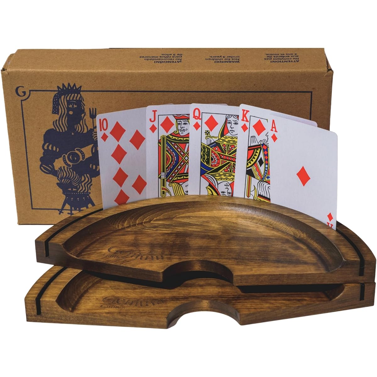 GENIUM GAMES Playing Card Holder (2) | Dark Maple Certified Wood from a Durable Source | Perfect Card Holder for Playing Cards | Made for people with limited hand movement, the elderly and children.
