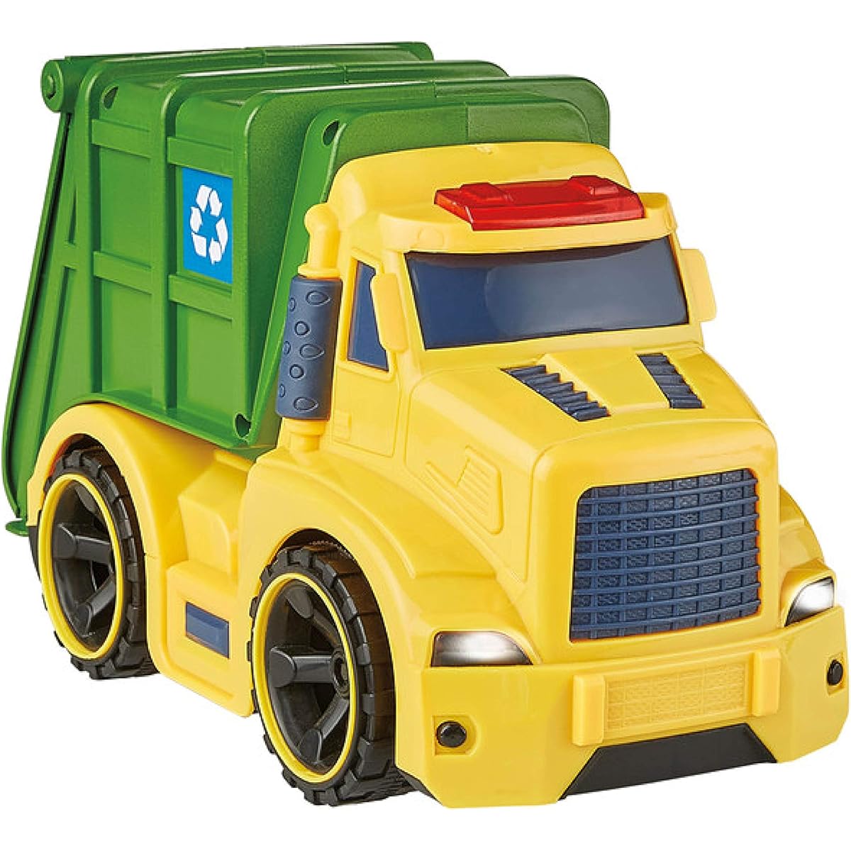 Kidoozie Lights n' Sounds Recycling Truck, Friction Powered, Opens Trash Can for Ages 3+, Multicolor