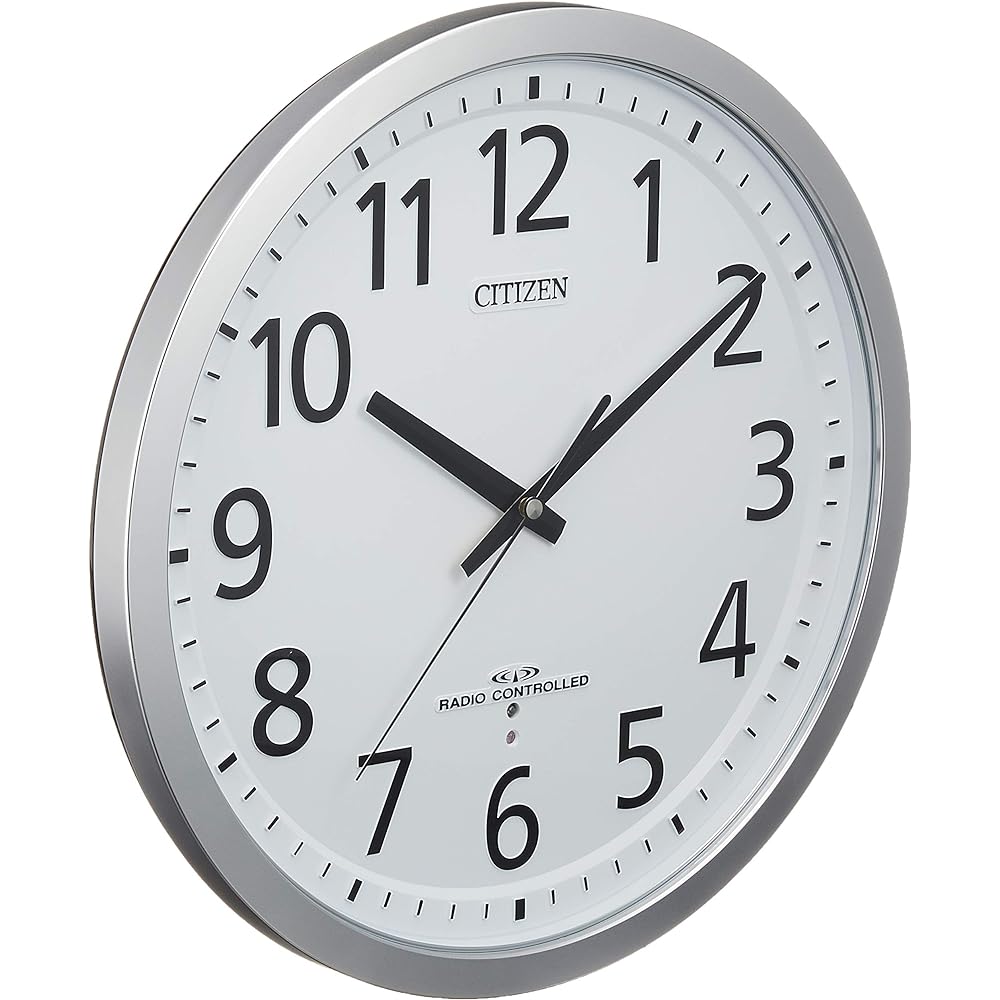 RHYTHM Wall Clock Radio Clock Office Continuous Second Hand Silent Silver Φ35 x 5cm Office Supplies Office Spacey M462 Citizen CITIZEN 8MY462-019