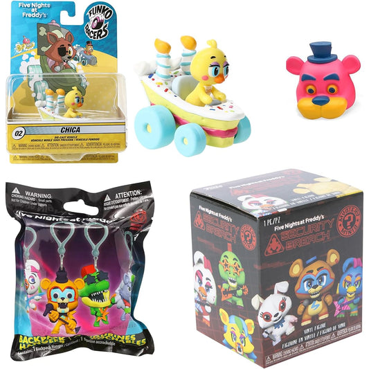 Night Balloon Shift Spooky Pizzeria Minifigure Freddy Pop Five Night's at Freddy's Foxy Mymoji Blind Bag Characters and Chica Edition 4-Piece Set