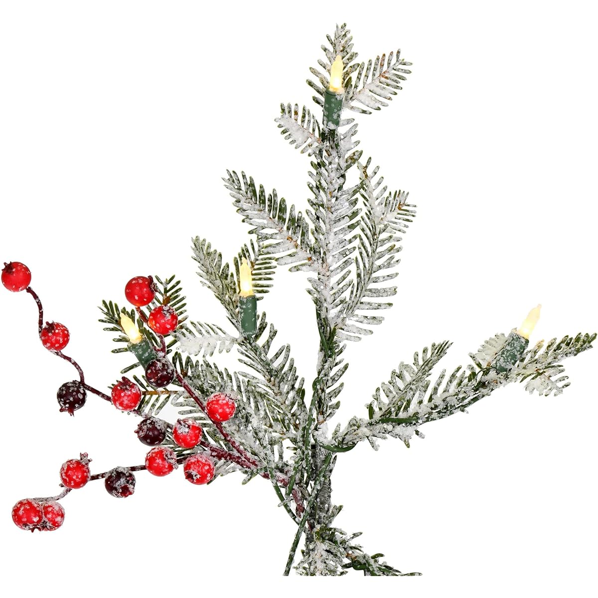 Vickerman 5.5ft Frosted Berry Potted Pine Artificial Christmas Tree, Warm White, Duralight LED Lights, Faux Berry Christmas Tree, Seasonal Indoor Decor