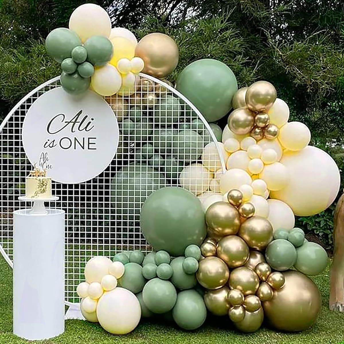 Sage Green Balloon Garland Arch Kit - 115 Pack White Brushed Gold Green Metallic Latex Balloons Sage Green Balloons for Wedding Bride Baby Shower Birthday Evening Decorations