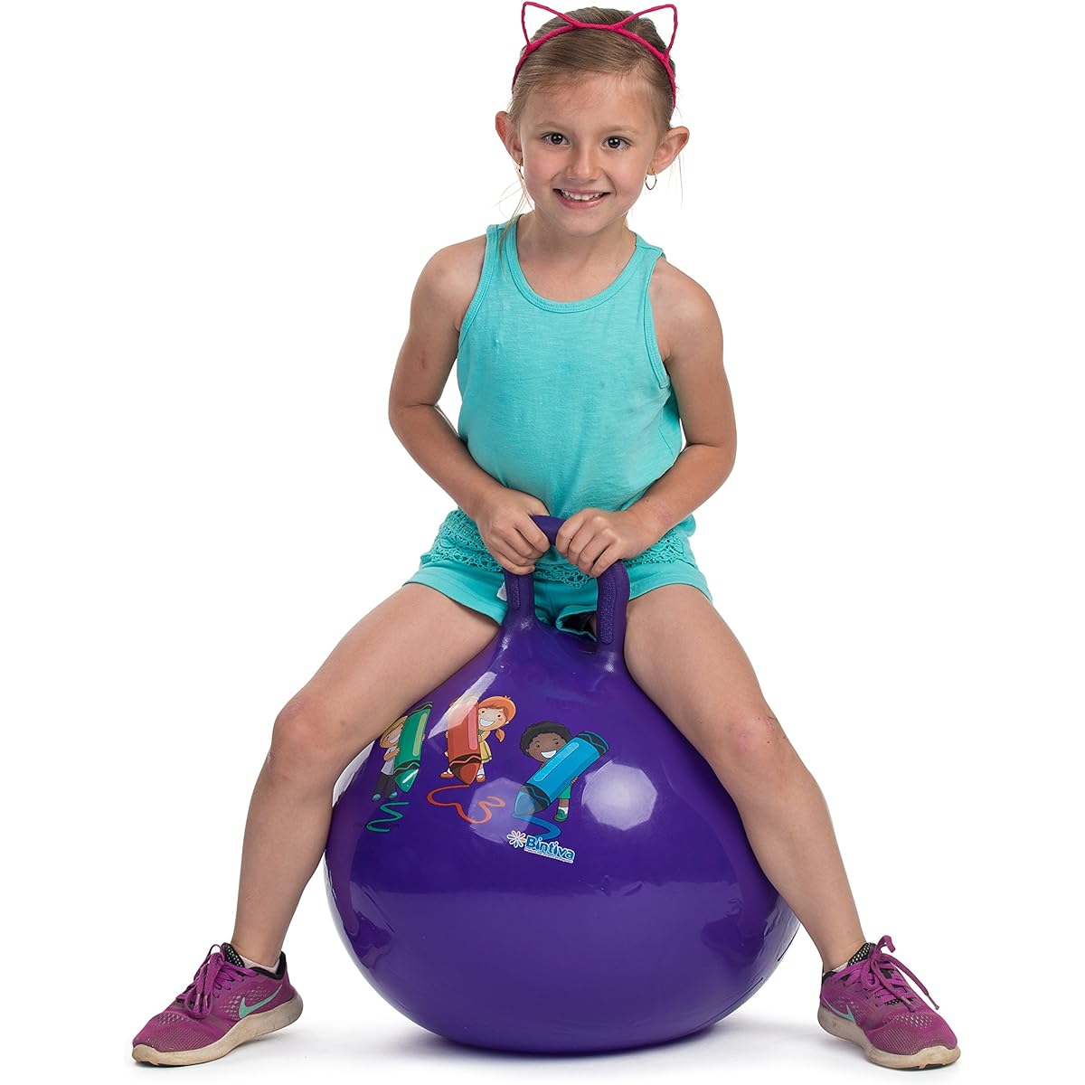 Hippity Hop 45cm/18inch Diameter Including Free Foot Pump, Kids Space Hopper for Ages 3-6 and Up, Hop Bounce Ball Toy - 2 Balls