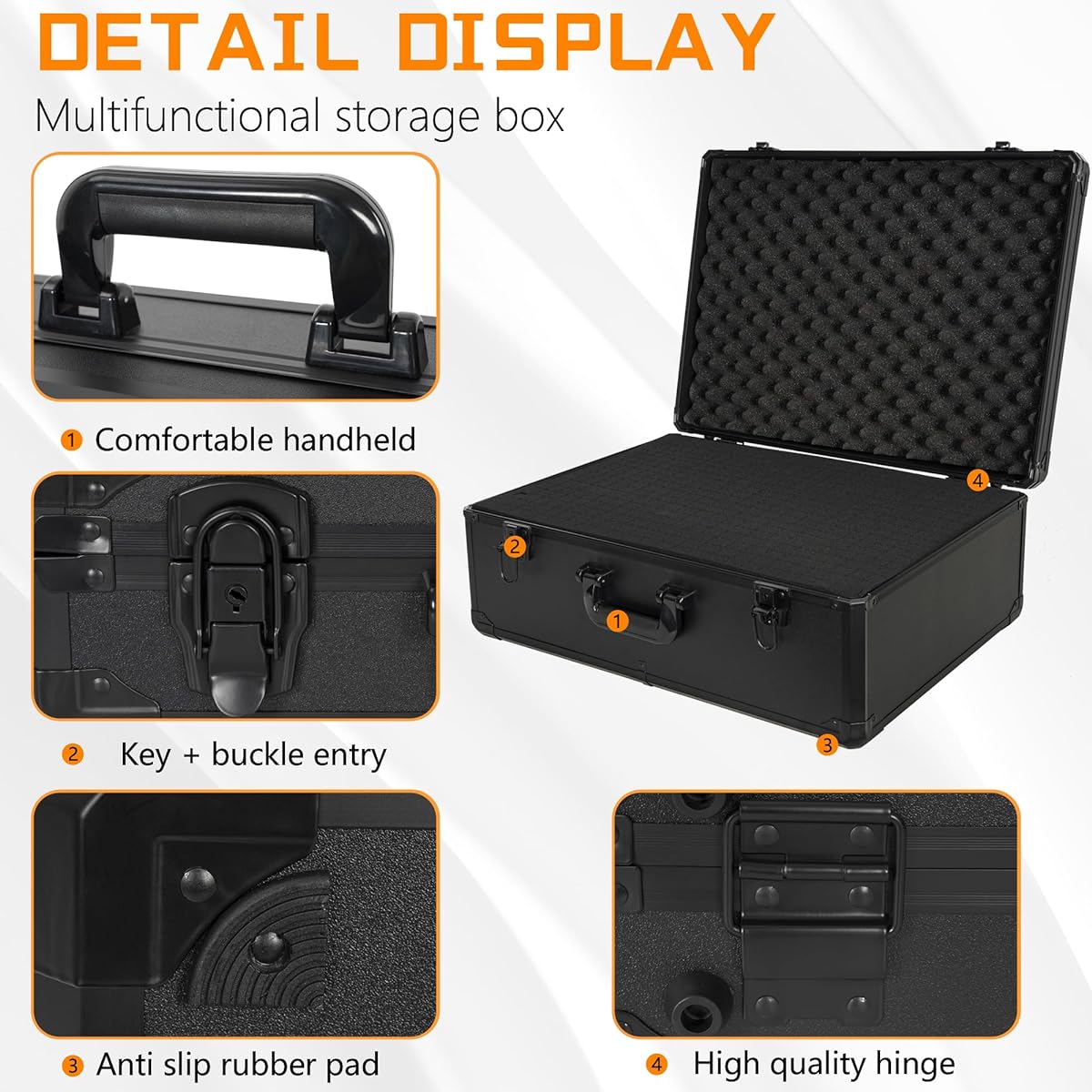 ITHWIU 23" Aluminum Carrying Case - Perfect for Transporting Microphone & Camera Gear - DJ Mixer Case with Customizable Pre-Diced Foam - 23 x 16.5 x 8.6" Black