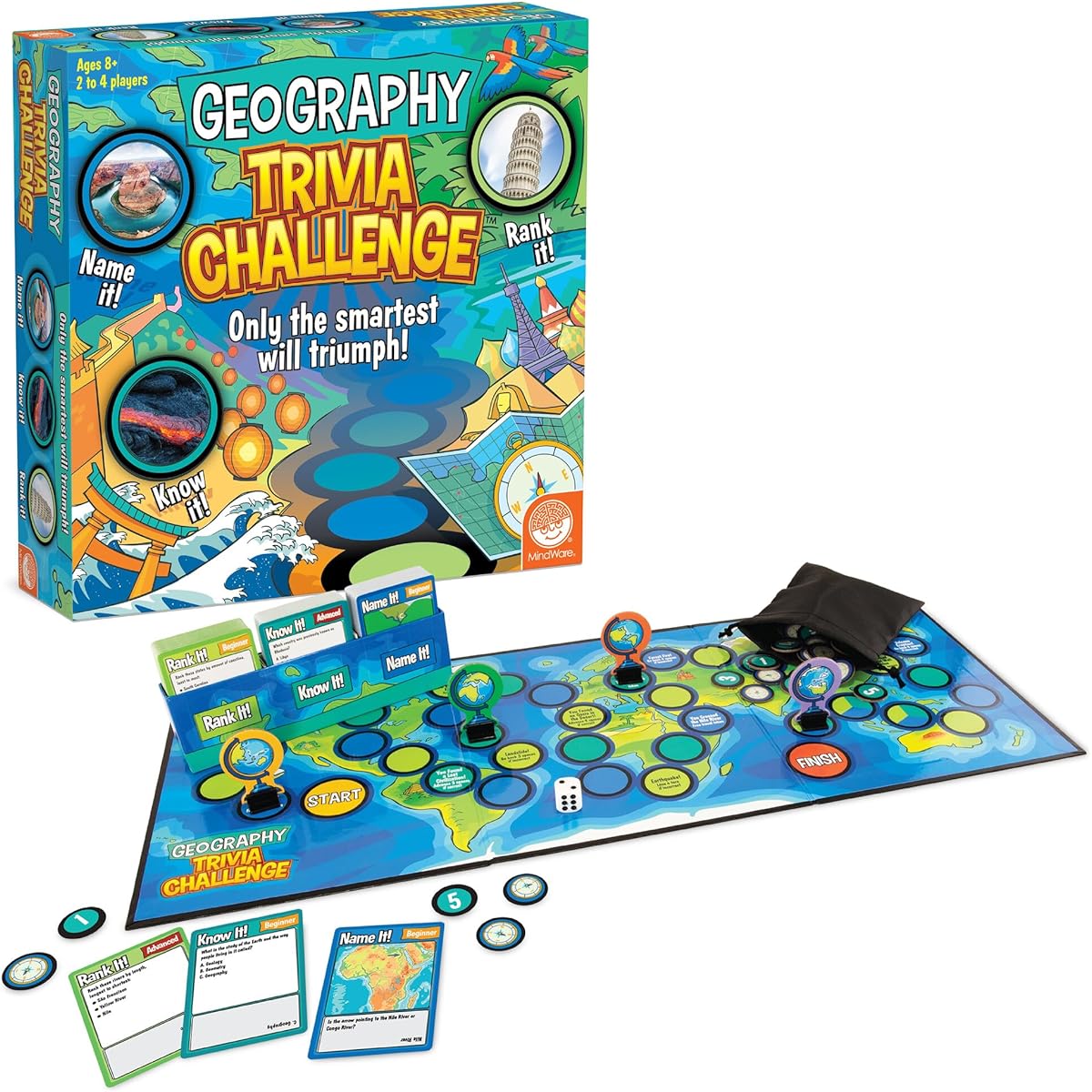 MindWare Geography Trivia Challenge Game - Educational & Fun Game for Family & Kids Ages 8+