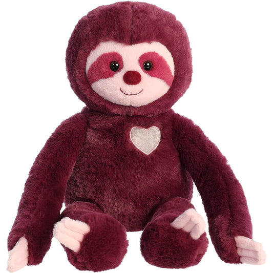 Aurora® Heartwarming Valentine's Sweetie Sloth Plush Decorative Charm, Adorable Buddies, Amethyst, 20.5"