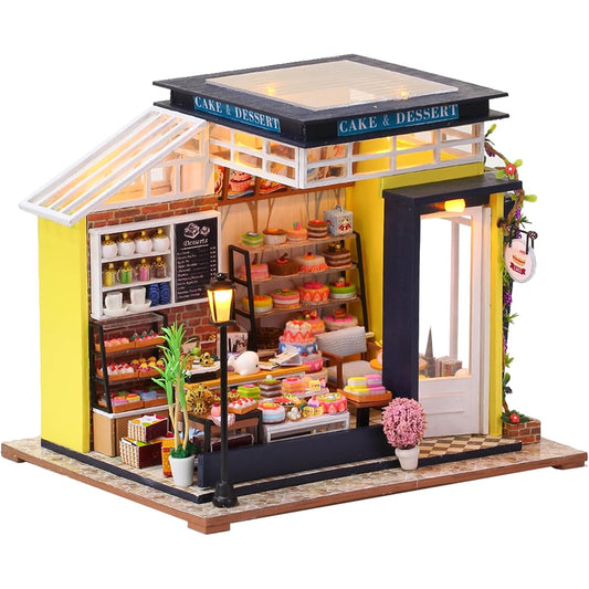 AONGAN DIY Miniature Dollhouse Kit - Small House Kit Craft Mini House Making Kit with Furniture Craft Gift/Home Decor for Family (to Be with You. Bakery)
