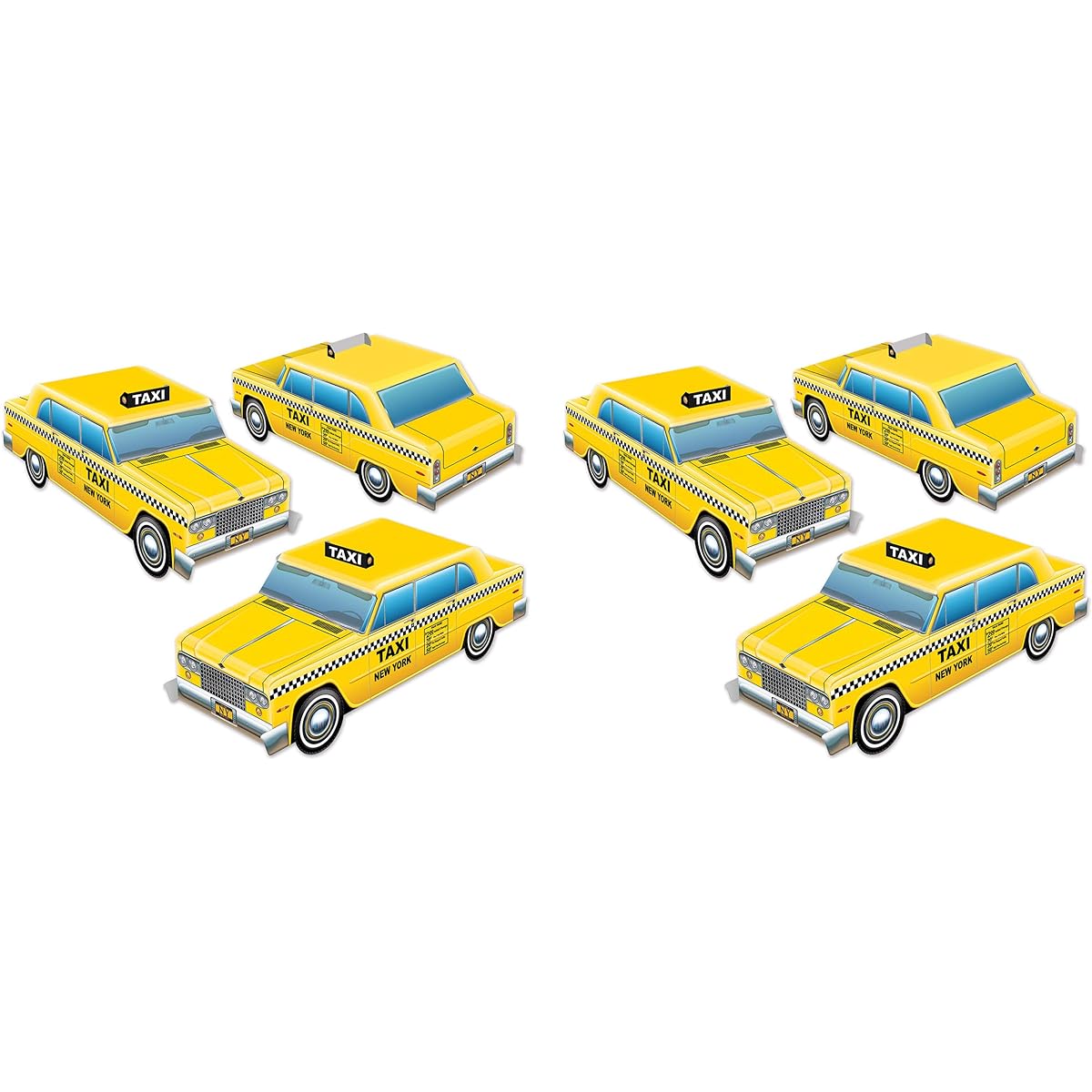 Beistle 53646 3-Dimensional Taxi Cab Centerpiece New York City Party Decorations, 4" x 10.5", Yellow/Black/White