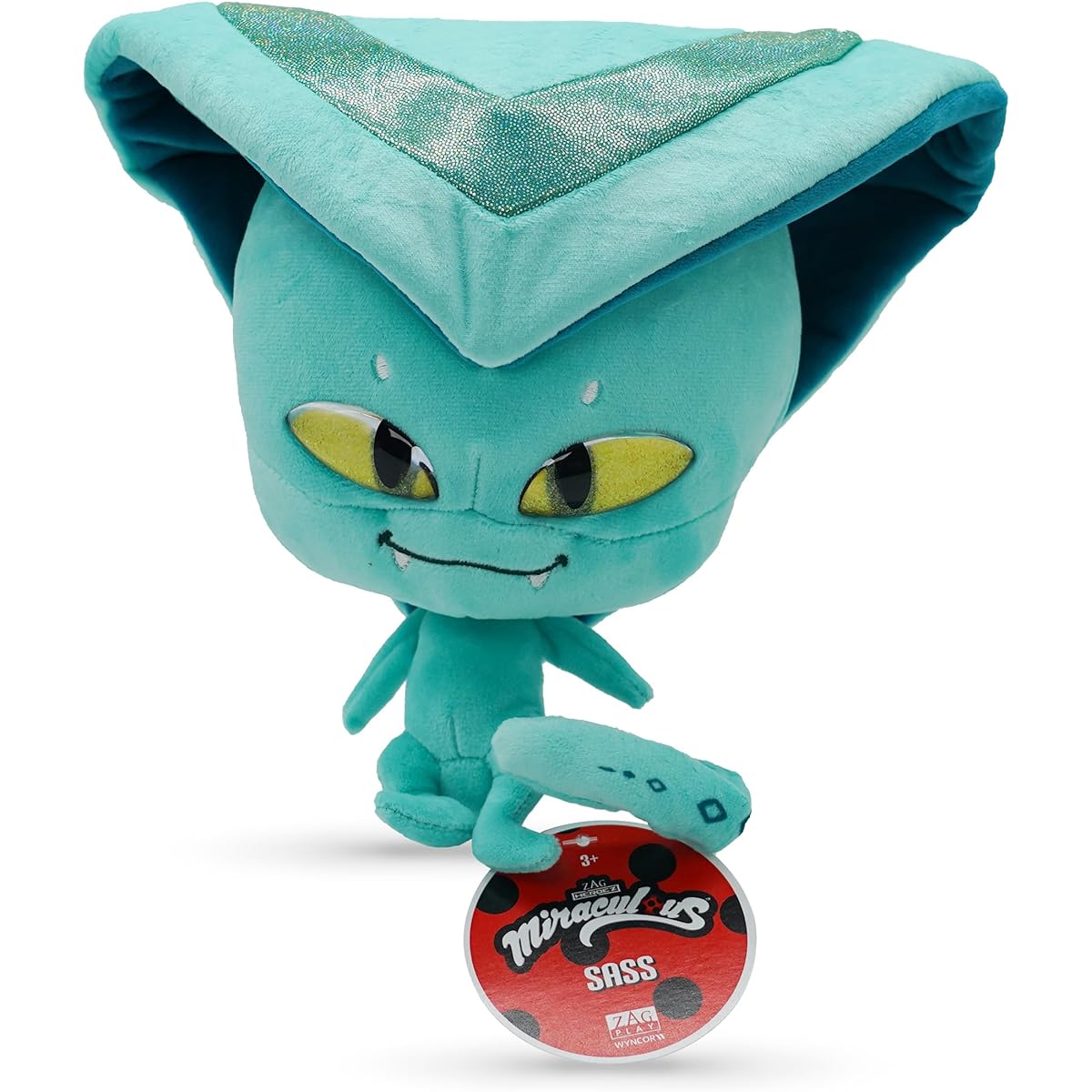 Miraculous Ladybug - Kwami Mon Ami Sass, 9" Snake Plush Toy for Kids, Super Soft Stuffed Animal with Resin Eyes, High Gloss Finish and Fine Stitching (Zag Play)