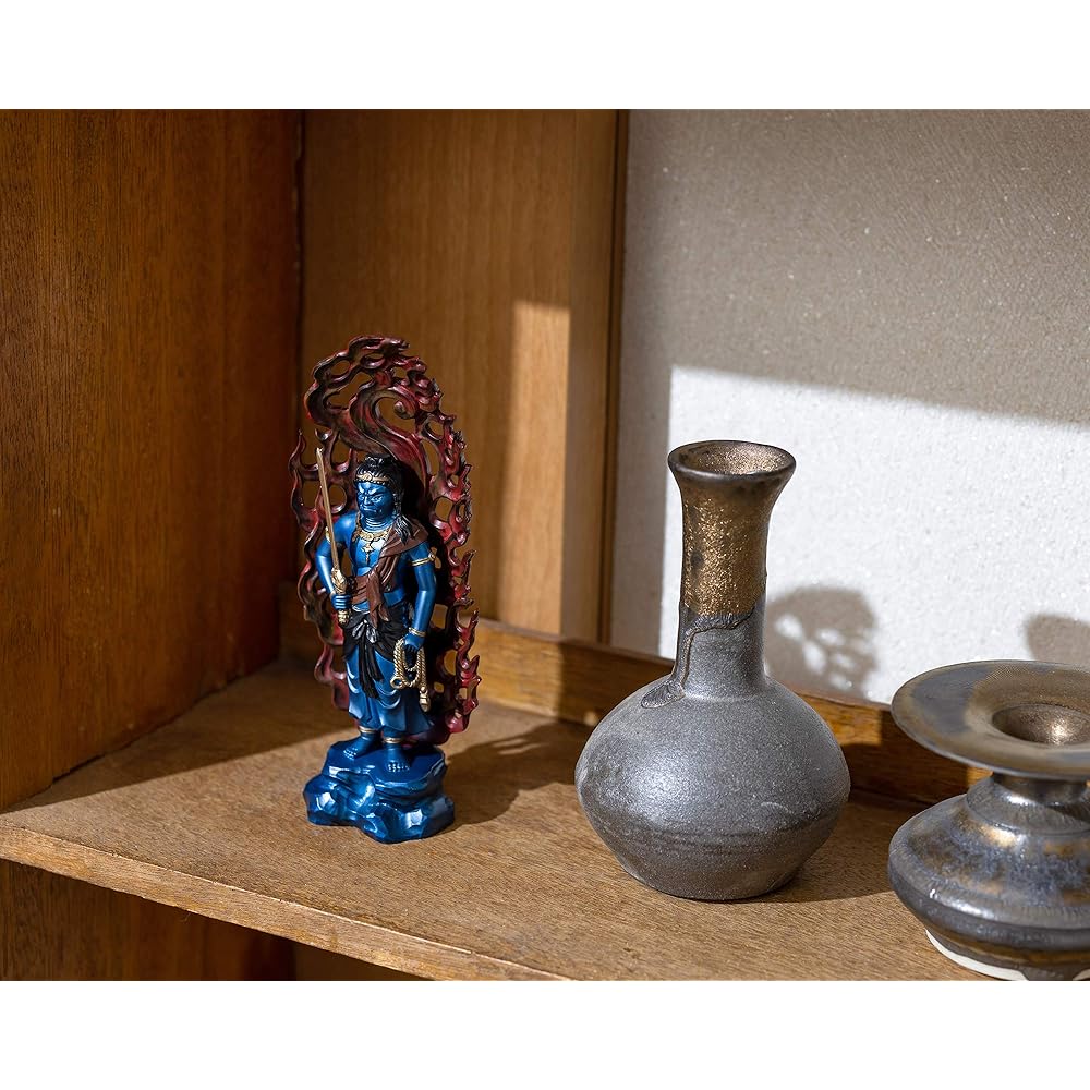 Buddha statue Blue Fudo Myoo 15.5cm (painted finish) Buddhist sculptor: Hideun Makita Original model_ (born in the year of the Rooster) Zodiac guardian main image Takaoka copperware (Fuudou Myouou B)