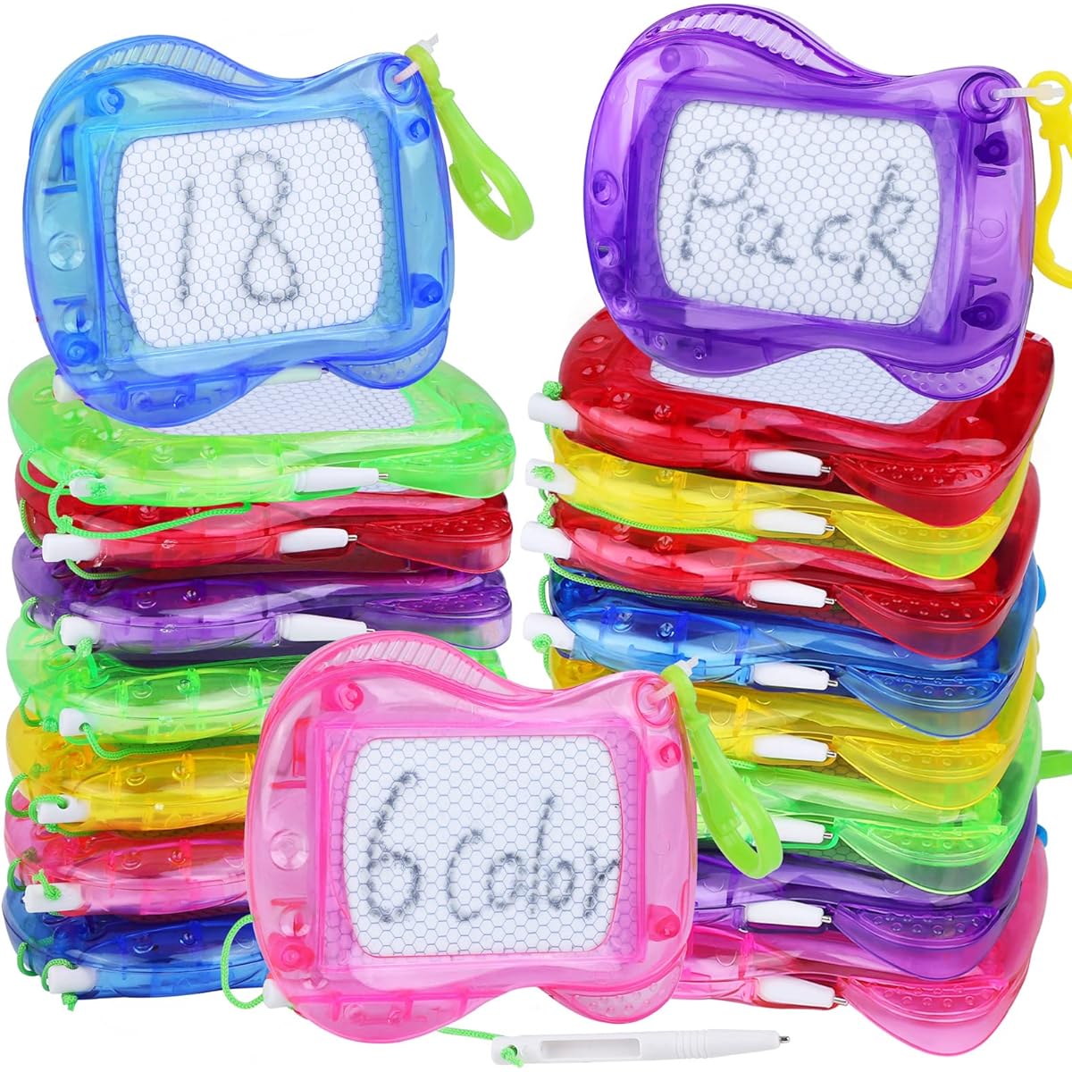 ELCOHO 18 Pieces Mini Drawing Board Keychain Magnetic Doodle Board Set with Pens Erasable Doodle Toy Paint Sketch Pad for Classroom Favors Party Favors, Medium, EH3103
