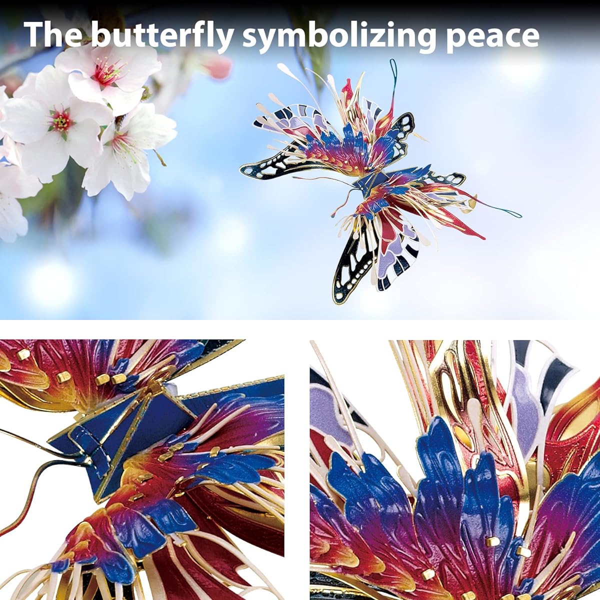 Microworld 3D Puzzle for Adults Wish Butterfly Metal Model Kit for Beginners Simple 3D Metal Puzzle DIY Brain Teaser Home Decor Art Craft Gift Toys for Teens Family Safe