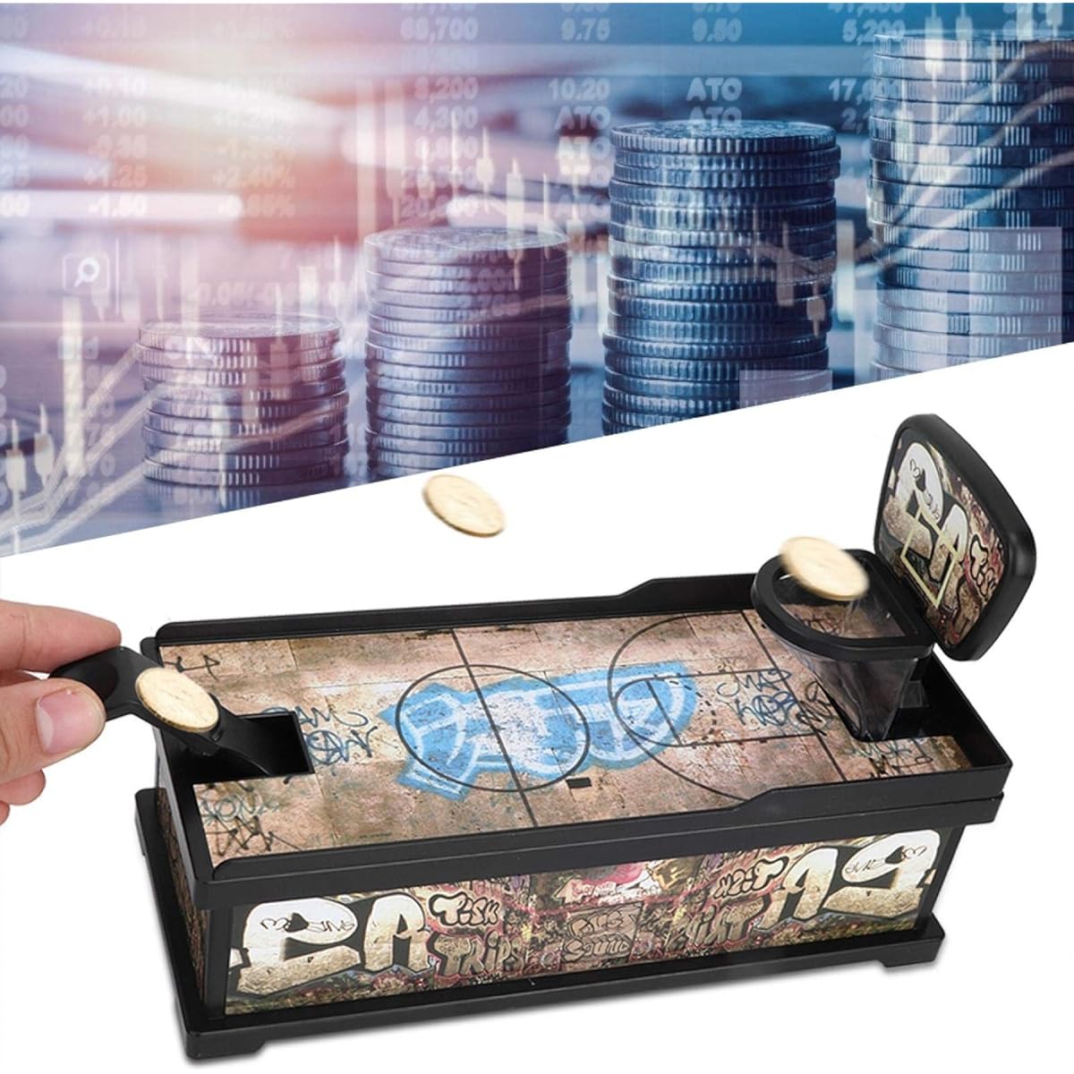Aqur2020 Basketball Coin Shooting Toy Piggy Bank Money Box Safe Savings Box Money Saving Box Toy Cash Coin Tin Toys for Kids