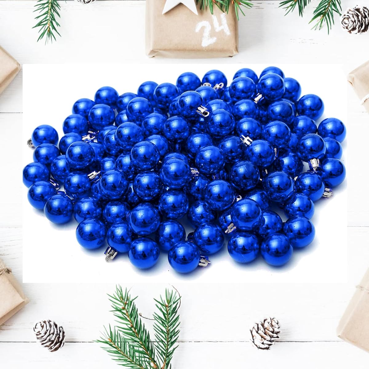 TKYGU 30mm/1.18inch Christmas Balls, Set of 12, 144 Pieces Christmas Tree Glitter Bauble Balls Ornaments Decorations Hanging Home Party Ornaments for Christmas Festival Party Supplies New Year Gifts, Blue