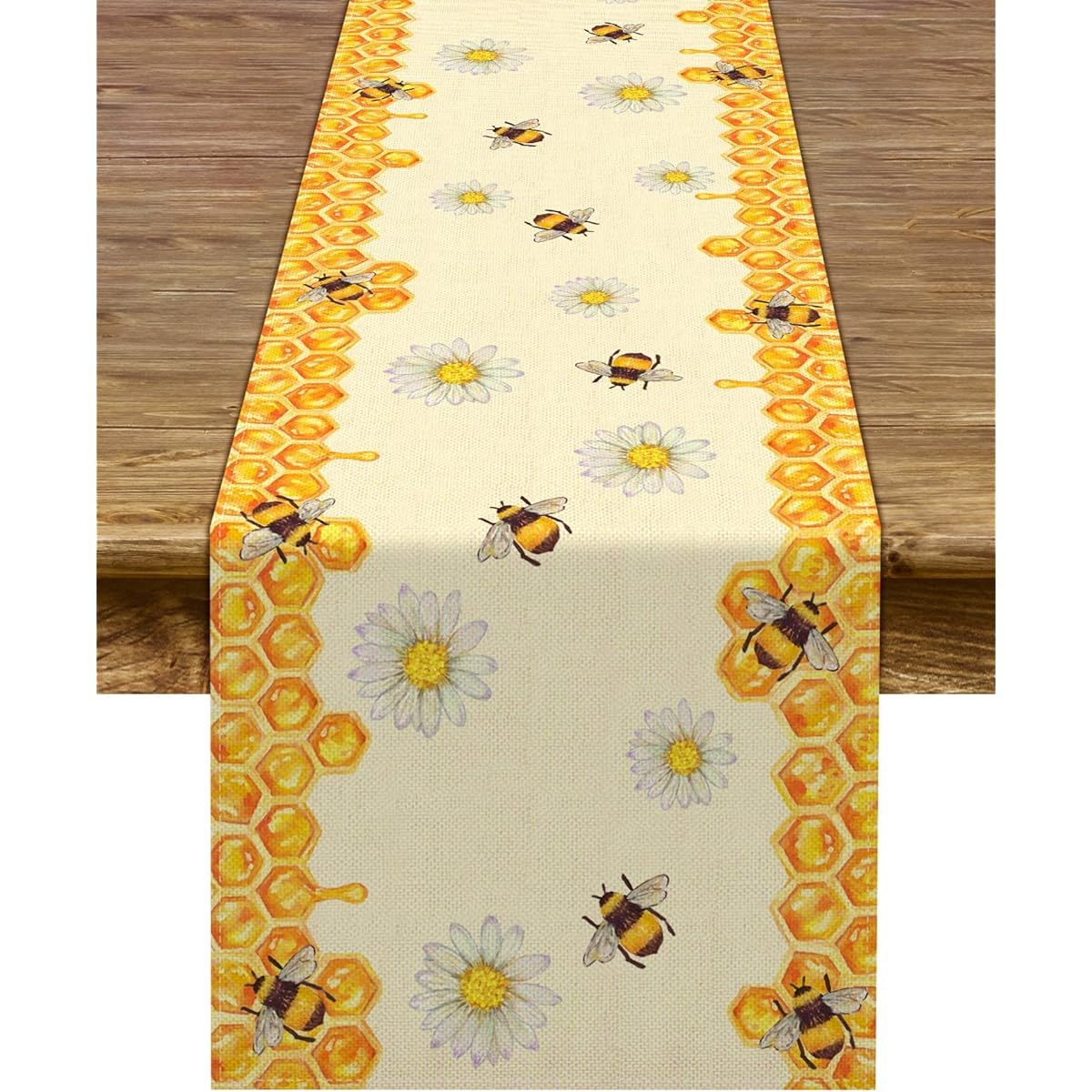 Linen Bee Daisy Table Runner Rustic Home Farmhouse Table Cover for Boys Girls Birthday Party Indoor Outdoor Decor Home Kitchen Dining Room Decor 13 x 72 Inch