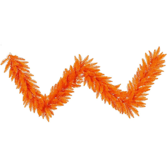 Vickerman 9ft Orange Fir Artificial Christmas Garland - No Lights - Faux Fir Christmas Garland for Indoor Seasonal Home Decoration