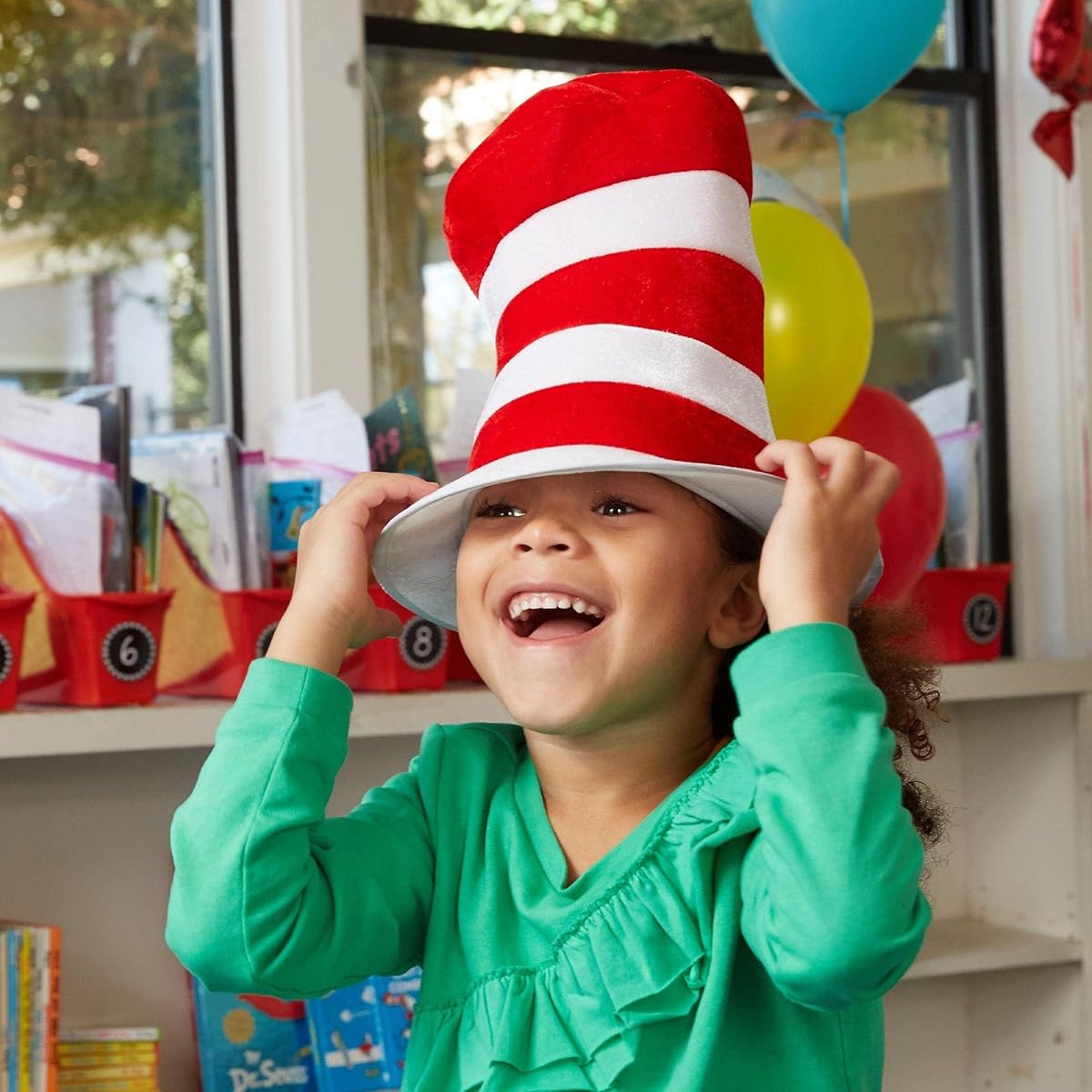 Costumes USA Dr. Seuss Cat in the Hat Top Hat for Kids, Halloween Costume Accessory, One Size Fits All