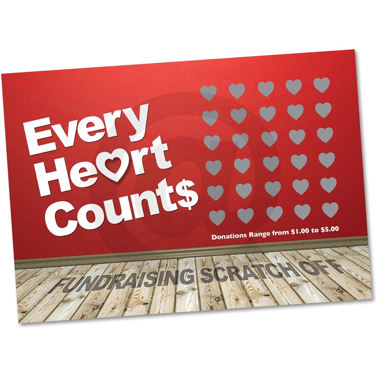 Every Heart Counts Fundraising Scratch-Off Cards - (20 Cards) - Raise $2,000 You Keep All the Profit!