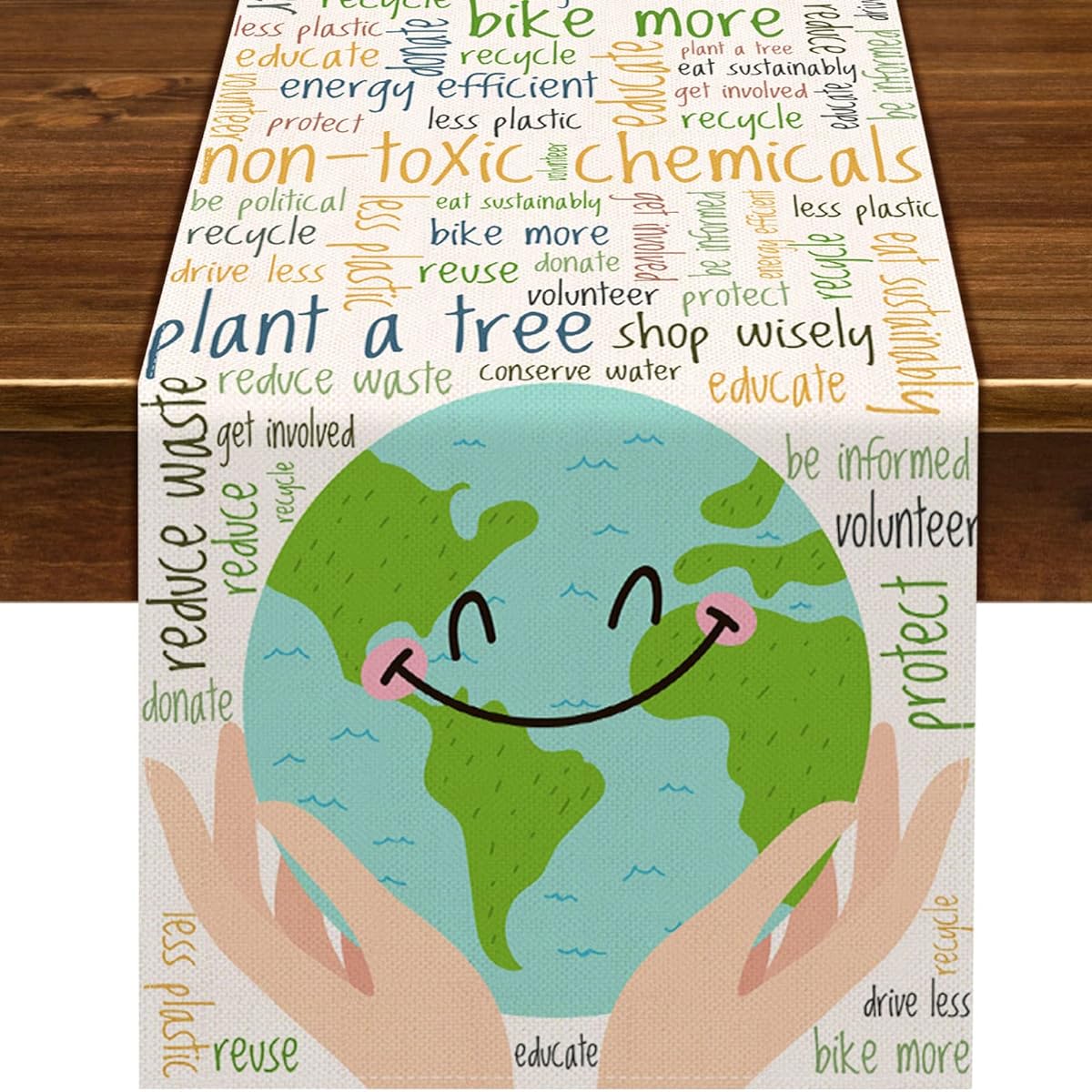 Nepnuser Happy Earth Day Table Runner Travel Themed Party Decorations April 22 Save Our Planet School Classroom Home Decorations