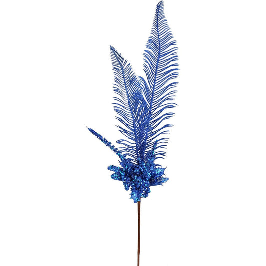 Vickerman Glitter Fernberry Artificial Spray Christmas Decorations, 30 Inch, Blue, 2 Pieces