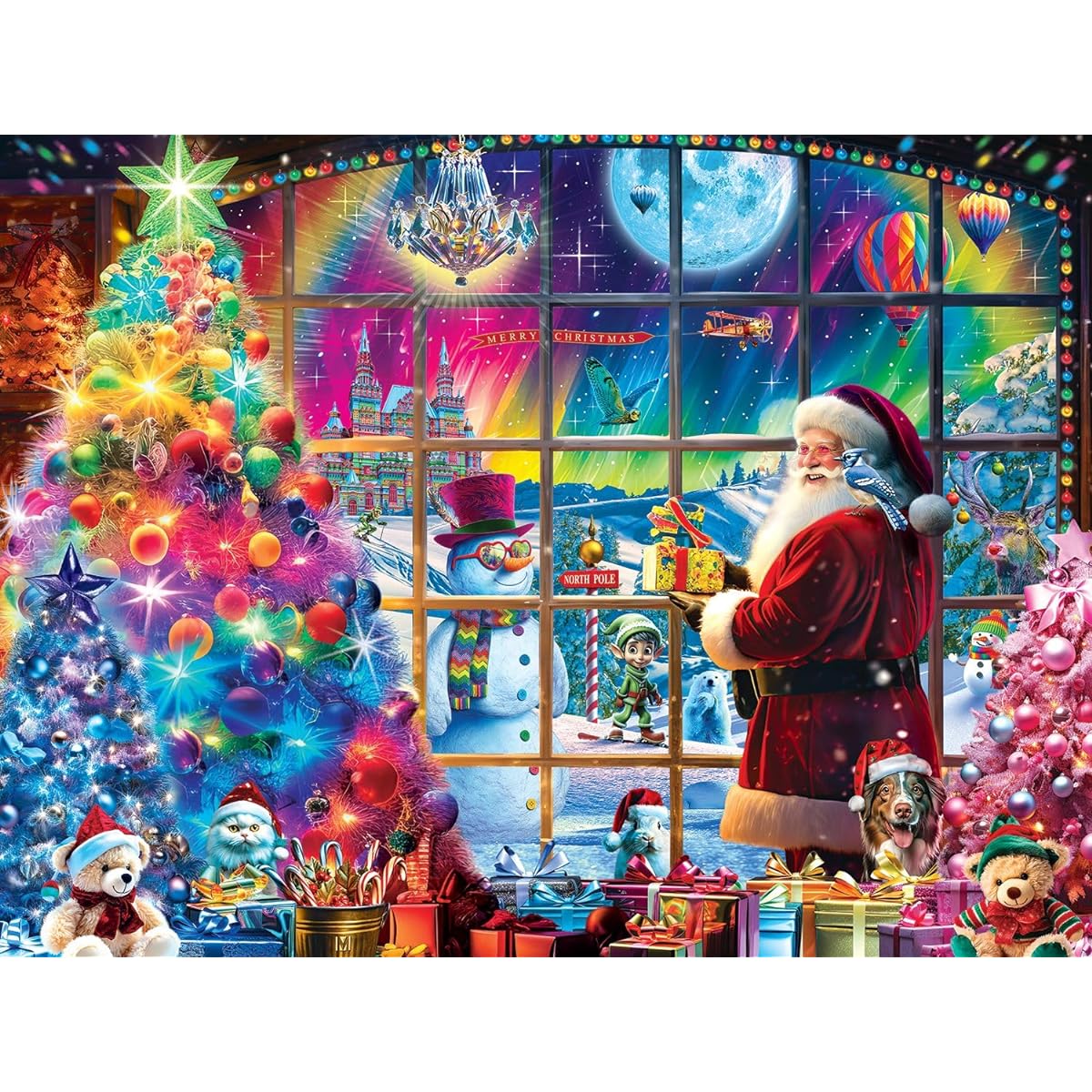 Springbok - 1000 Piece Jigsaw Puzzle for Adults - Christmas Magic - Colorful and Vibrant Holiday 1000 Piece Large Piece Puzzle - Perfect for Family Game Night