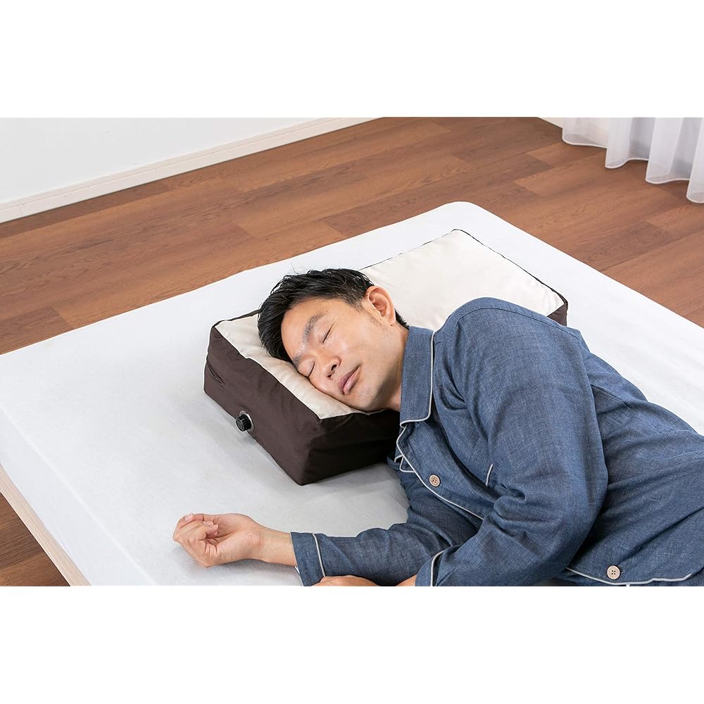 French Bed Anti-Snoring Pillow, Side Sleeping "Silent Night Pillow 2" Supervised by Snoring Doctor Ryoko Ikematsu 58 x 30 cm Height Adjustable White/Brown [Authentic French Bed Product] 360145001