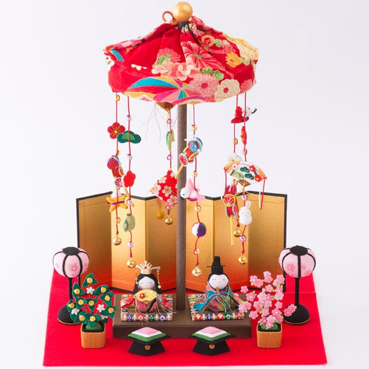 Ryukodo Hina Doll Tabletop Hanging Ring Decoration Warabe Hina Width 30cm x Depth 25cm x Height 37cm