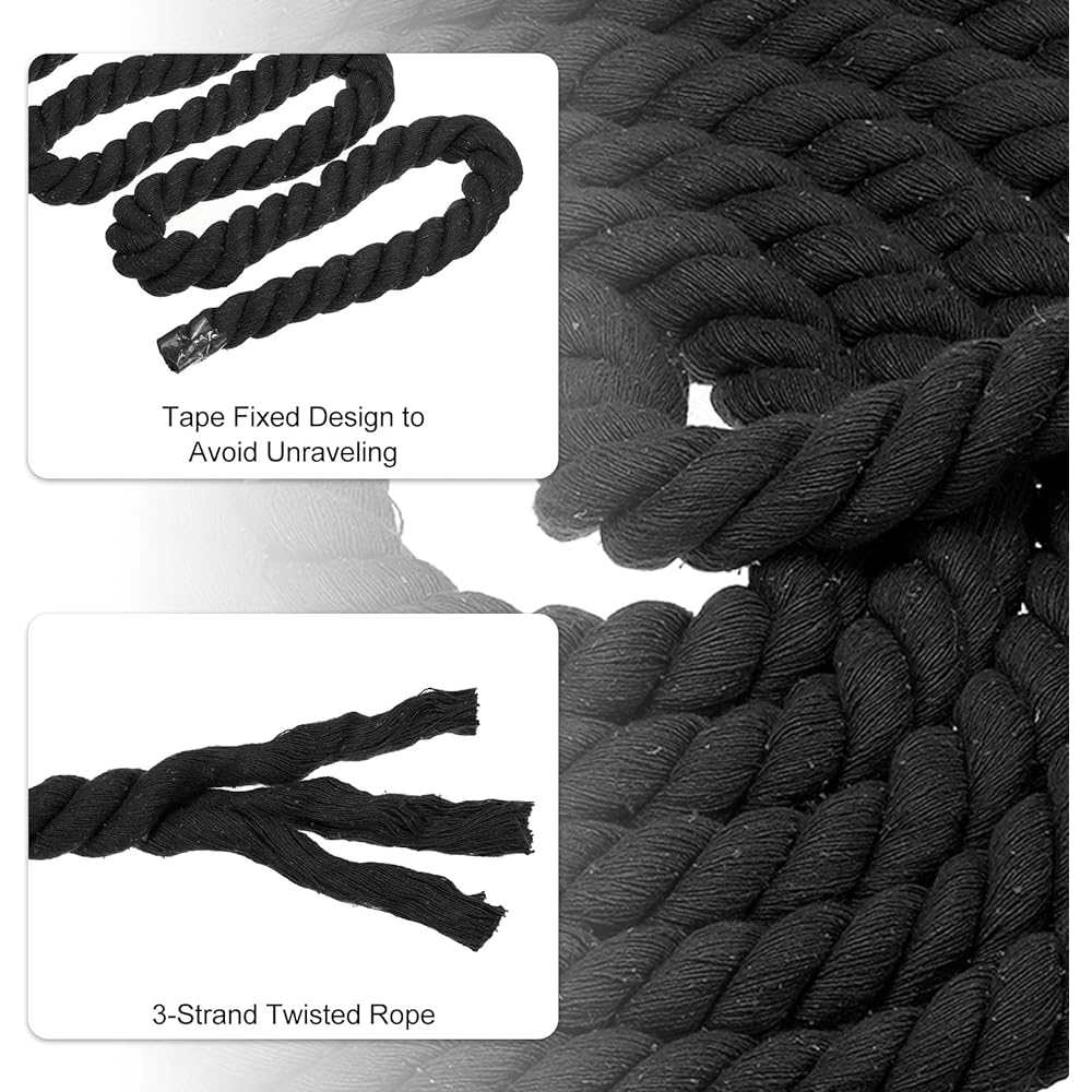 PATIKIL 10ft Tug of War Rope for Adults and Teens with 3 Strands Braided Natural Cotton Rope and Flag for Garden Games and Team Building Activities, Black