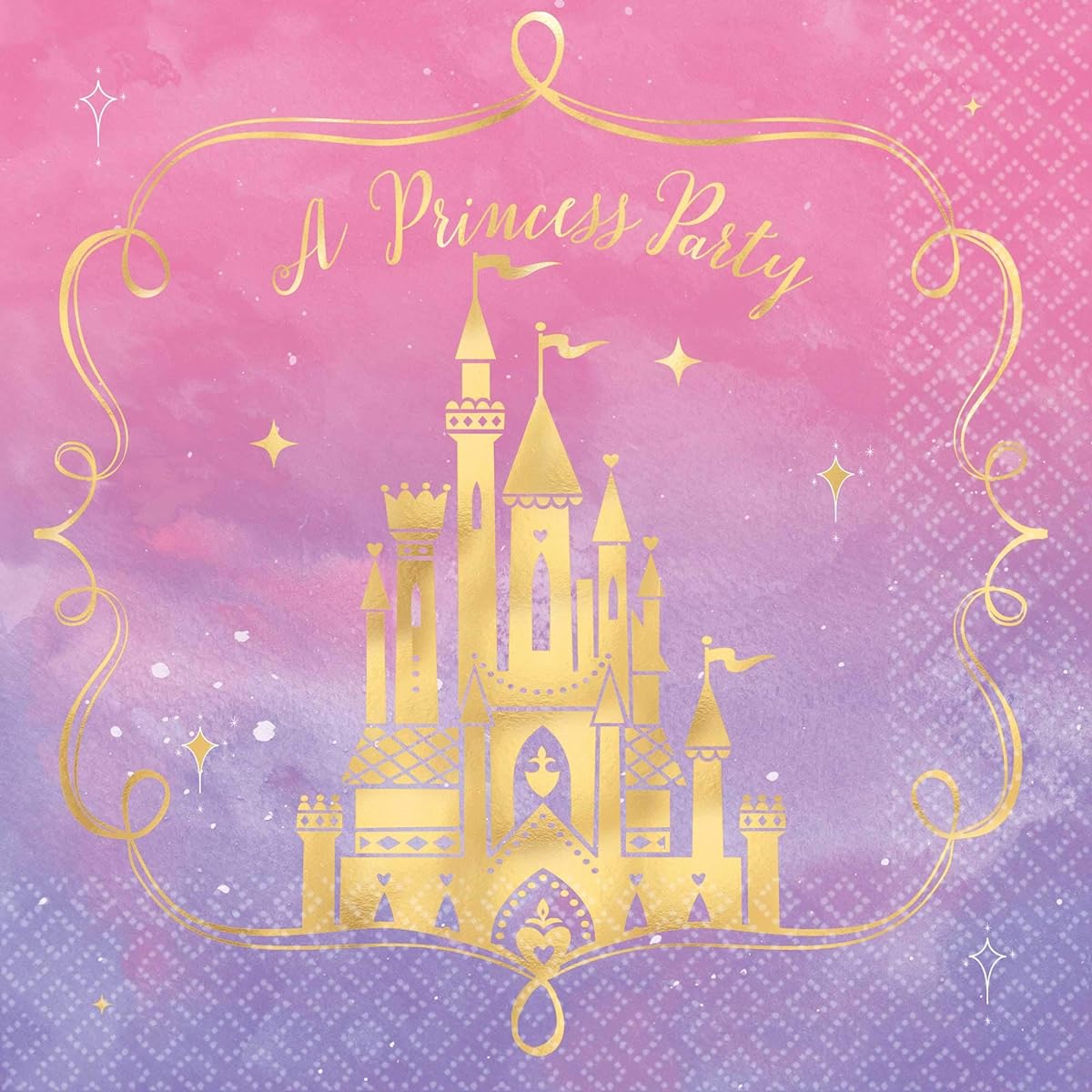Disney Princess Metallic Luncheon Party Napkins, 6.5" x 6.5", 16 Count