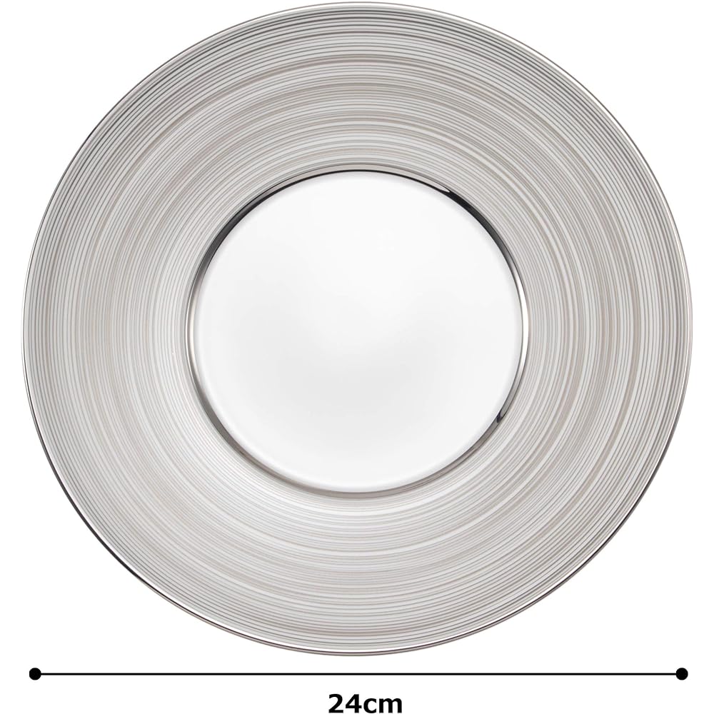NARUMI Plate Platinum Swirl Band Platinum 24cm Made in Japan 52147-5665