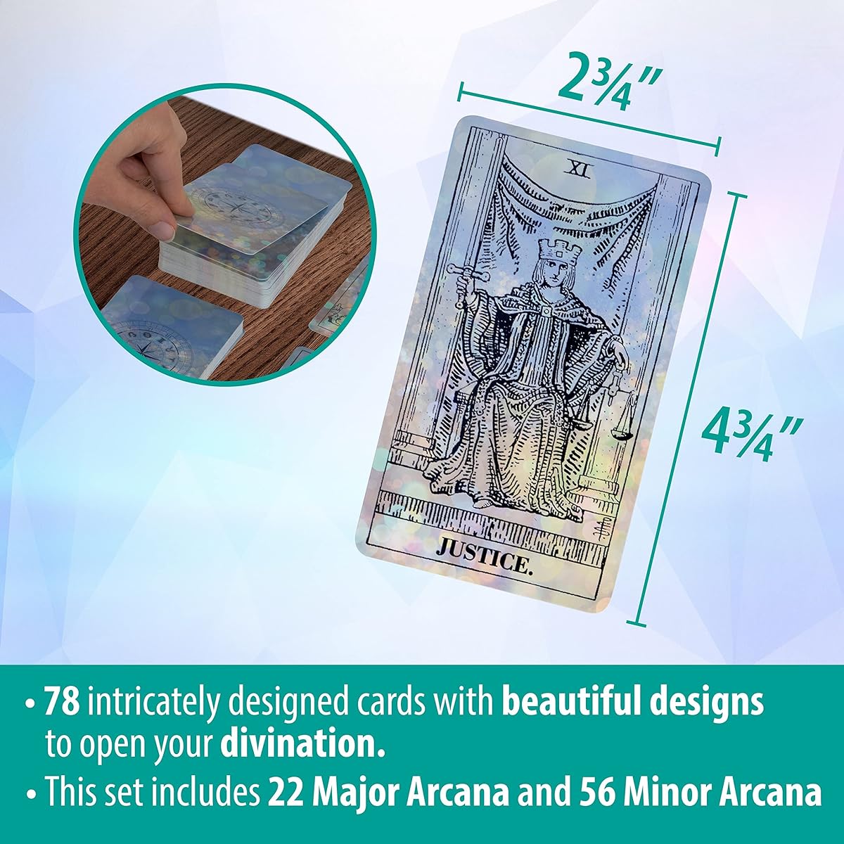 SPIRITDUST Tarot Card Deck with Guidebook, 78 Original Tarot Cards with Booklet for Beginners and Professional Readers, Fortune Telling Card Game Blue