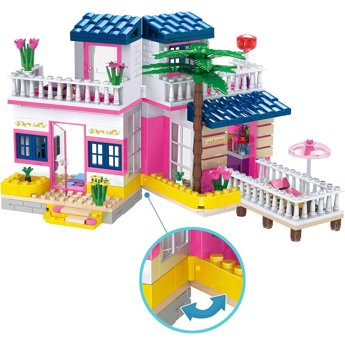 Tblicked Dream Girls Beach House Building Set Friends Seaside Villa 360 Pieces City Family Playset Boys Vacation Cabin Model Building Kit STEM Toy Gift Age 6-12