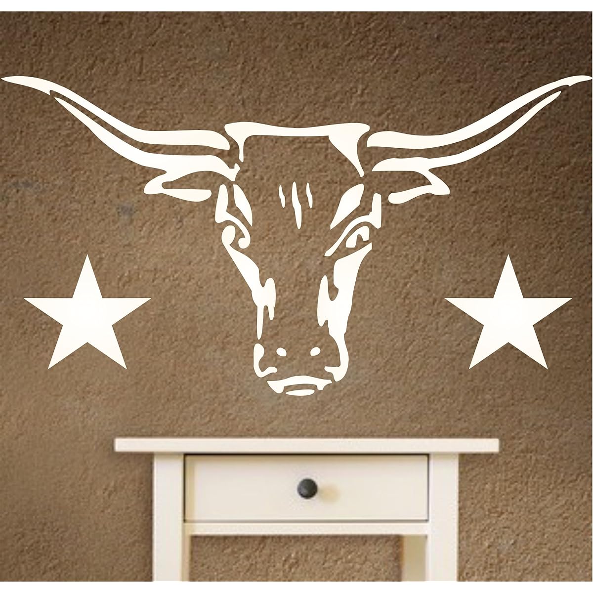 Stencils for Walls - Longhorn Stencil - Reusable Cow Bull Texas Farm Animal Skull Stencil Paper Projects - Use for Painting Walls Floors Fabric Furniture Glass Wood etc. S