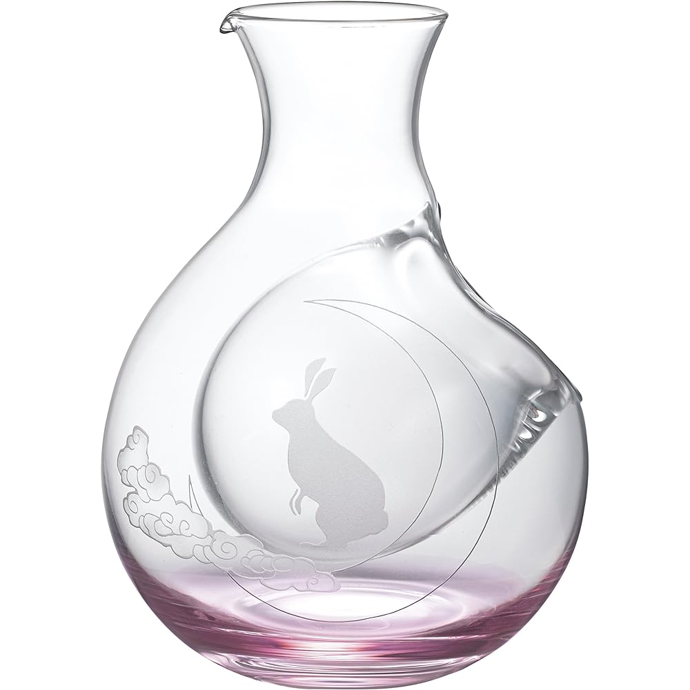 Otsukaglass Rabbit Glass Carafe & Sake Cup Set 16-756-5 Carafe - Approx. Diameter 3.8 x Width 9.4 x Height 12.5cm, Round Sake Cup - Approx. Diameter 5.7 x Height 6.1cm