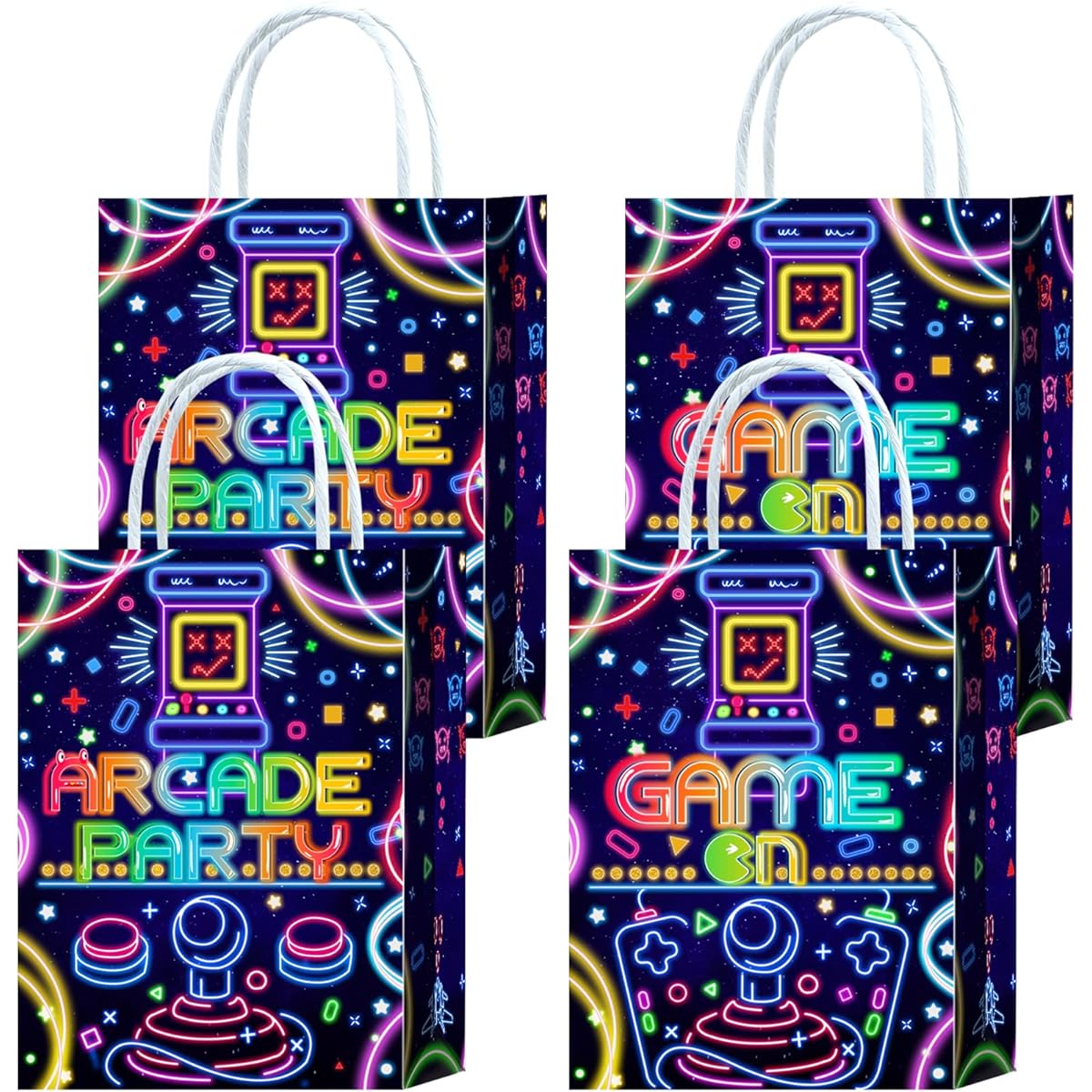 16pcs Arcade Goodie Bags, Arcade Birthday Party Supplies, Arcade Gifts, Snacks, Treats Party Favors Bags for Kids and Adults, Arcade Theme Party Decorations