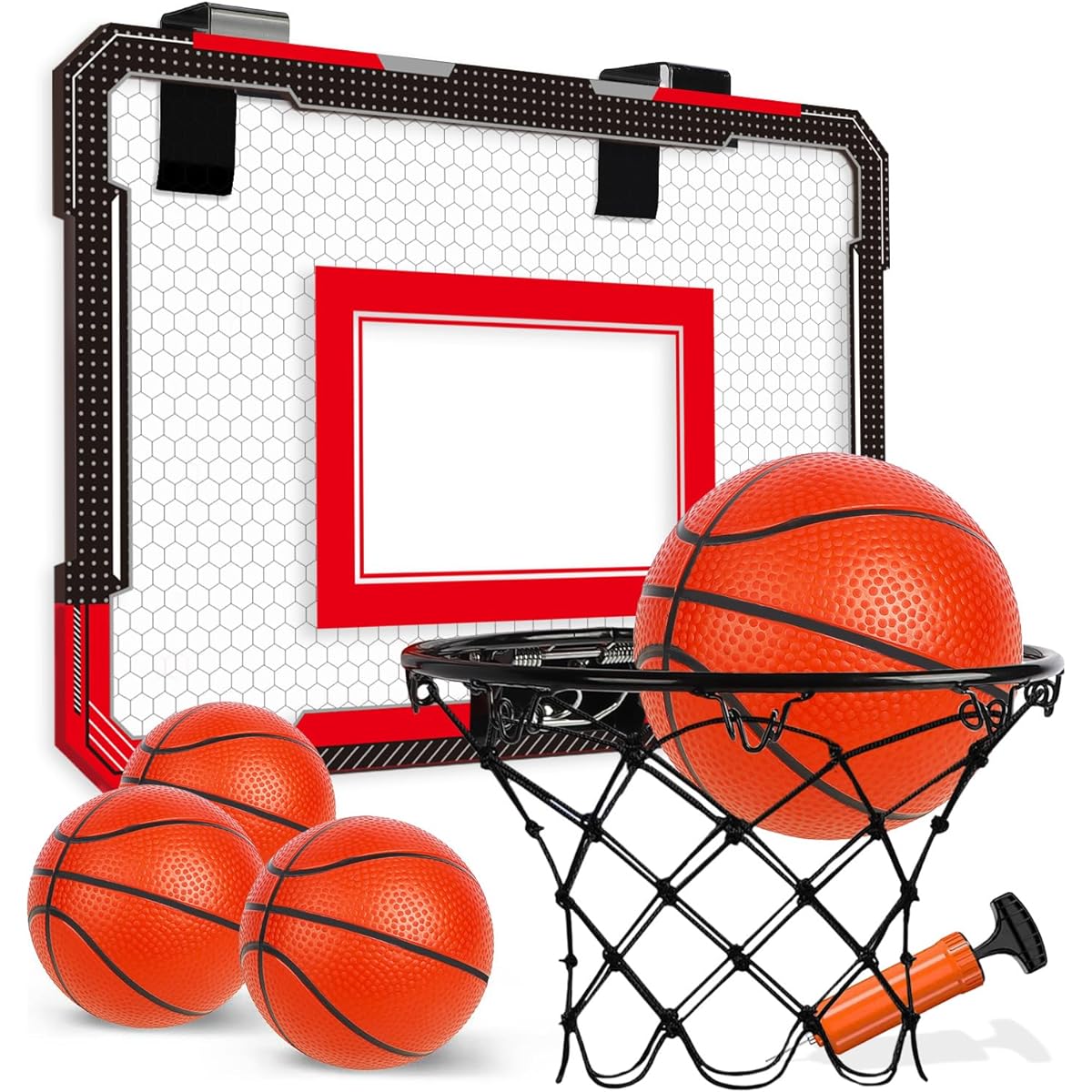 TOY Life Indoor Basketball Hoop for Kids, Over the Door Room Basketball Hoop Indoor with Electronic Scoreboard & 4 Balls, Basketball Toy for Ages 3 4 5 6 7 8 9