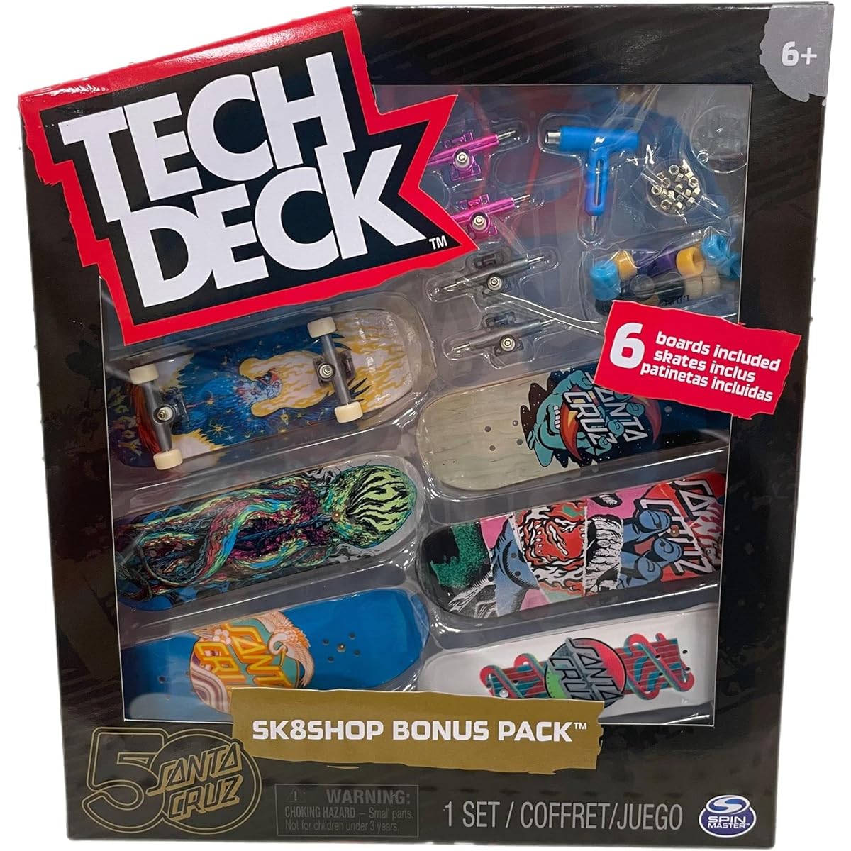 TECH DECK SK8shop Bonus Pack Mini Finger Skateboard Multi Pack 2022 Series (Santa Cruz 50th (Sk8shop Bonus Pack))
