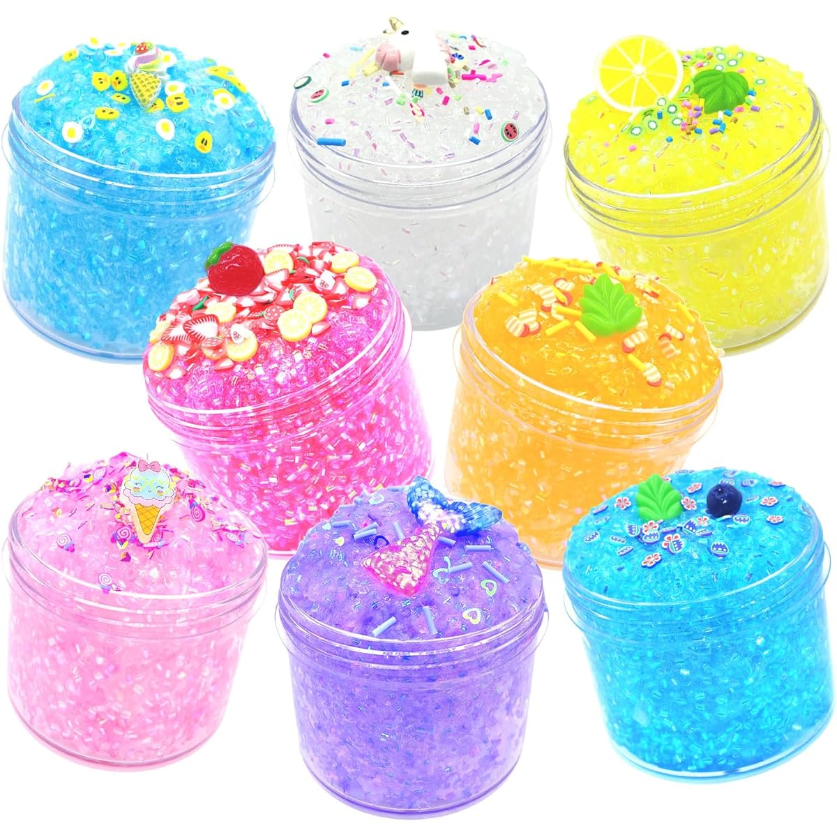 Glimmer Slime Crunchy Slime Kit with Shiny Glitter Slime Non Sticky Soft Slime for Girls and Boys Party Favors Birthday Gifts 8 Pack