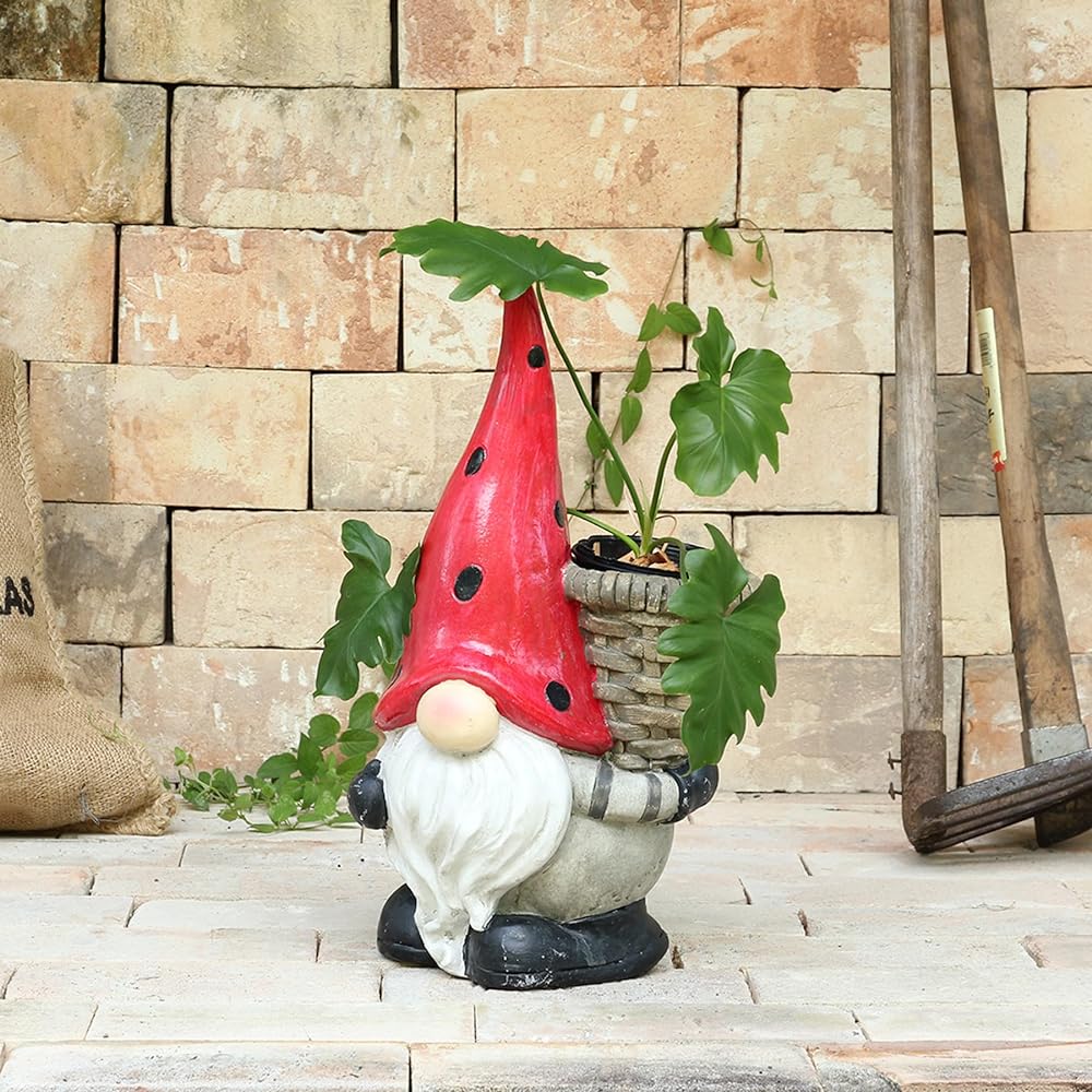 SPICE OF LIFE Object Garden Gnome Basket and Gnome Red Hat Height 45cm Outdoor Suitable CNGT5440