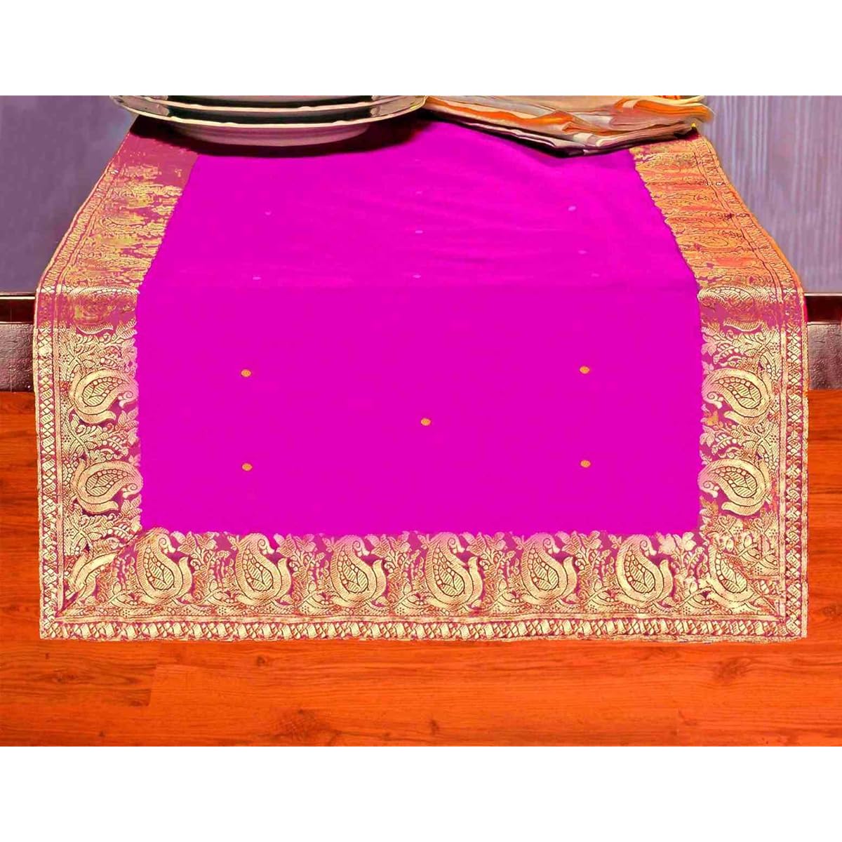 Indian Selections Handcrafted Table Runner - 18 x 108 Inch Violet Red