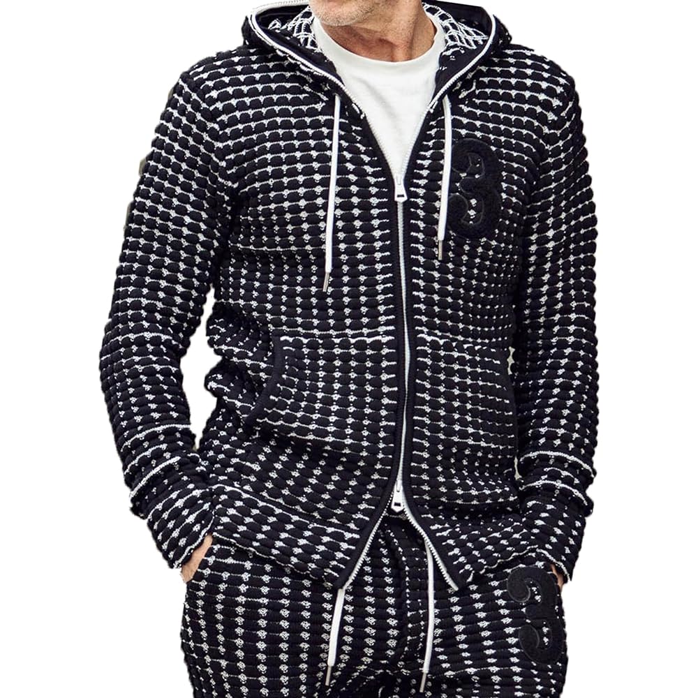 [1PIU1UGUALE3 RELAX] Unopiuunouguaretore 3 logo big waffle zip hoodie uso-21029