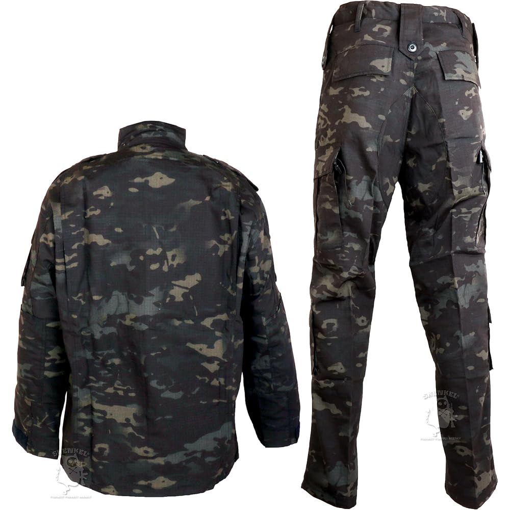 [SHENKEL] Camouflage clothing top and bottom military cap set L Multicam black bdu-mcb01-L